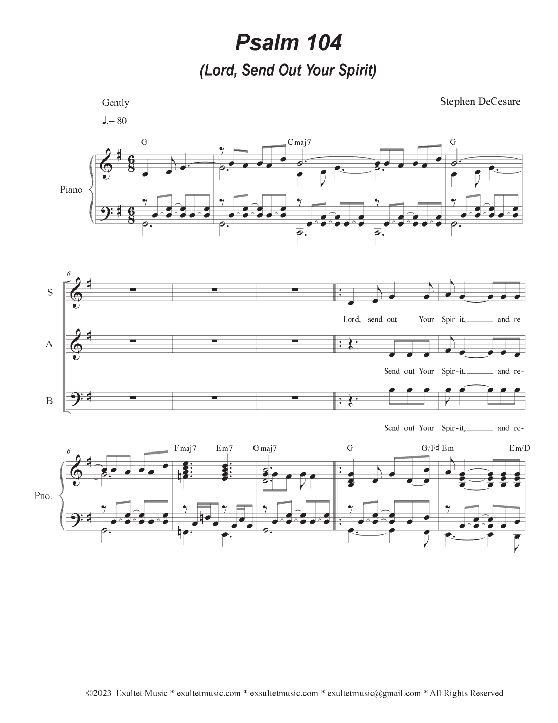 Psalm 104 (Lord, Send Out Your Spirit) (Vocal Trio - (SAB)