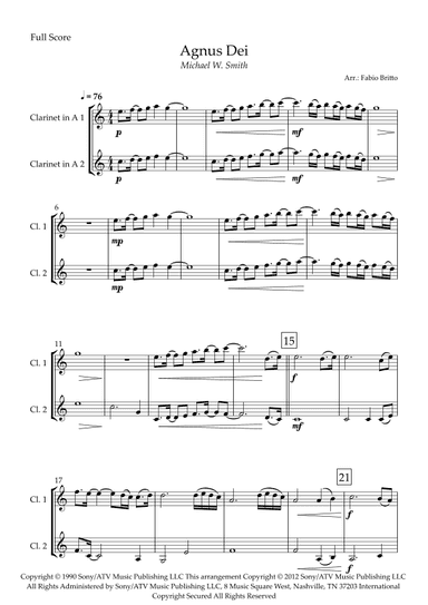 Agnus Dei (arr. Fabio Britto)