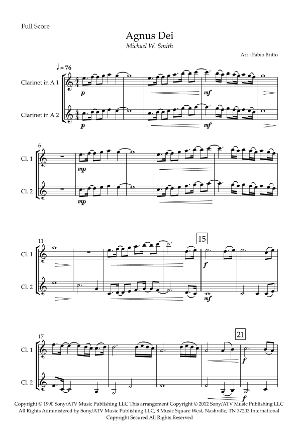Agnus Dei (arr. Fabio Britto)