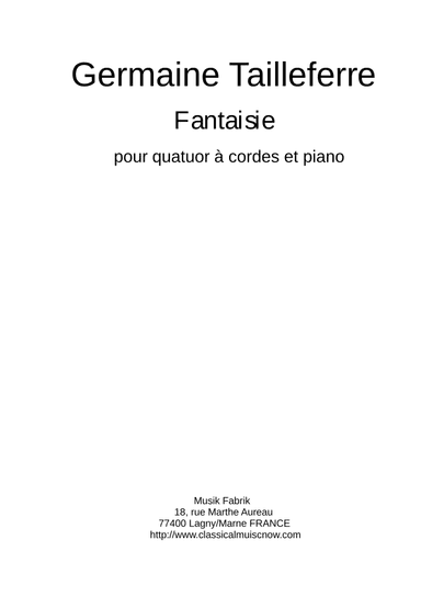Germaine Tailleferre: Fantaisie for string quartet and piano