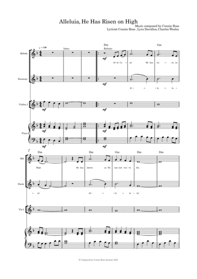 Alleluia, He Has Risen on High - violin, duet and piano (arr. Connie Boss)
