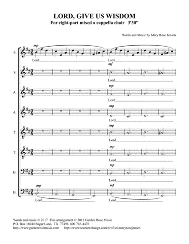 Lord, Give Us Wisdom - Choral Anthem