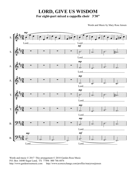 Lord, Give Us Wisdom - Choral Anthem