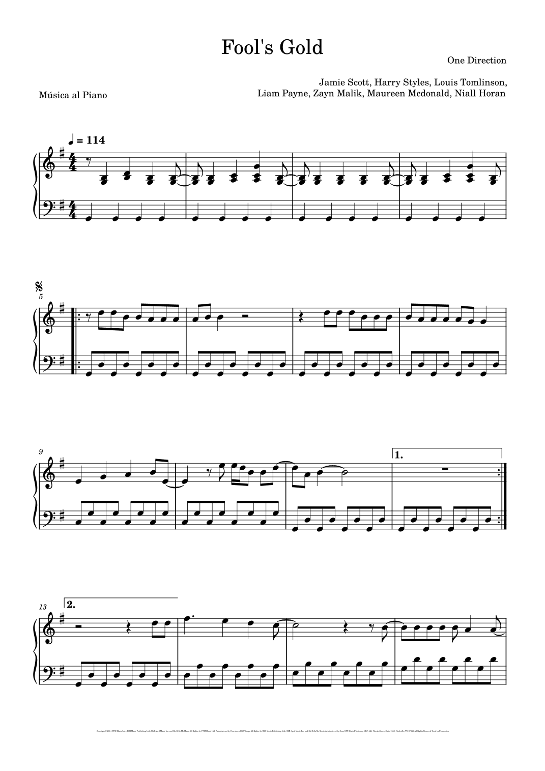 Fool's Gold (arr. Música al Piano)