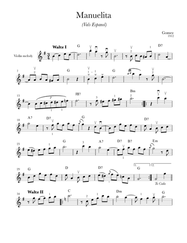 Manuelita (vals espanol) for violin and guitar (arr. Simon Browne)