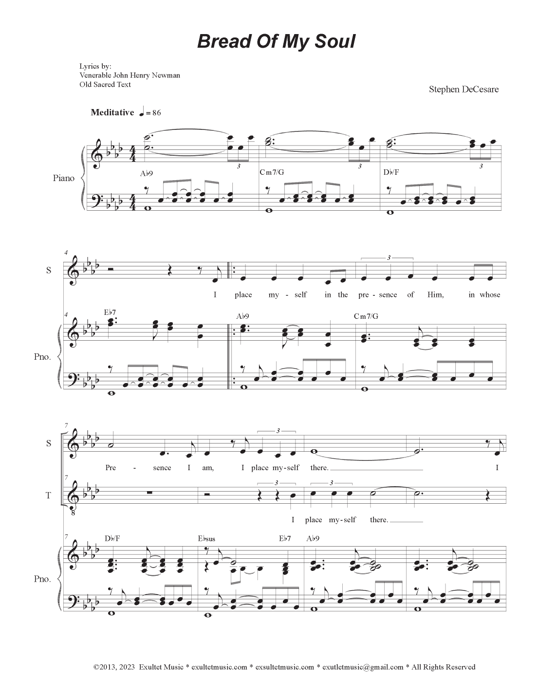 Bread Of My Soul (2-part choir - (Soprano and Tenor)