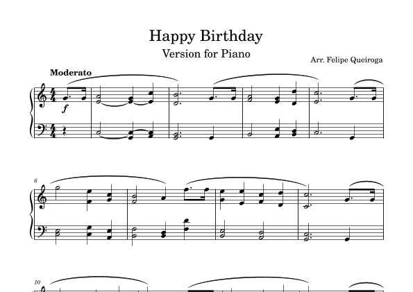 Happy Birthday Song (arr. Felipe Queiroga)