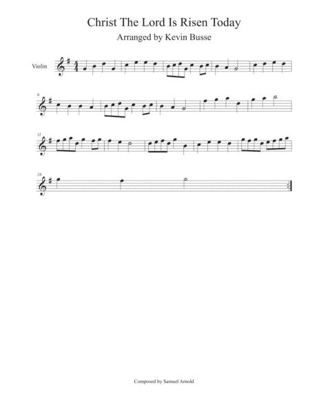 Christ! The Lord Is Risen Today - Violin (arr. Kevin Busse)