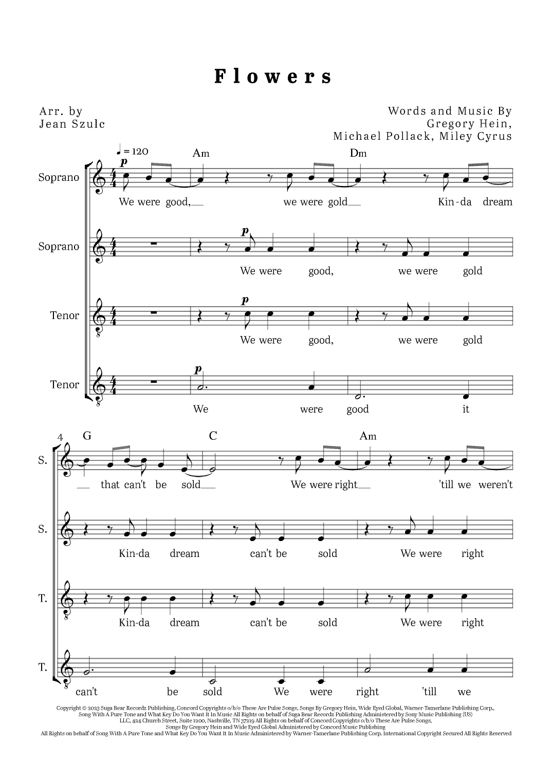 Flowers (arr. Jean Szulc)