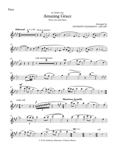 Amazing Grace (flute solo and piano) - FLUTE PART (arr. Anthony Giamanco)