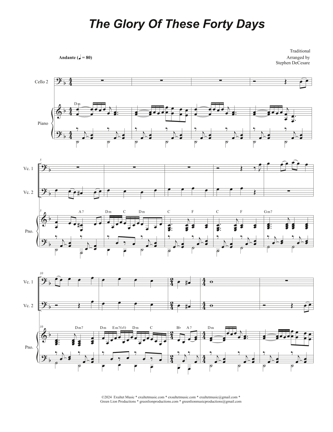 The Glory Of These Forty Days (Cello Duet - Alternate Version) (arr. Stephen DeCesare)