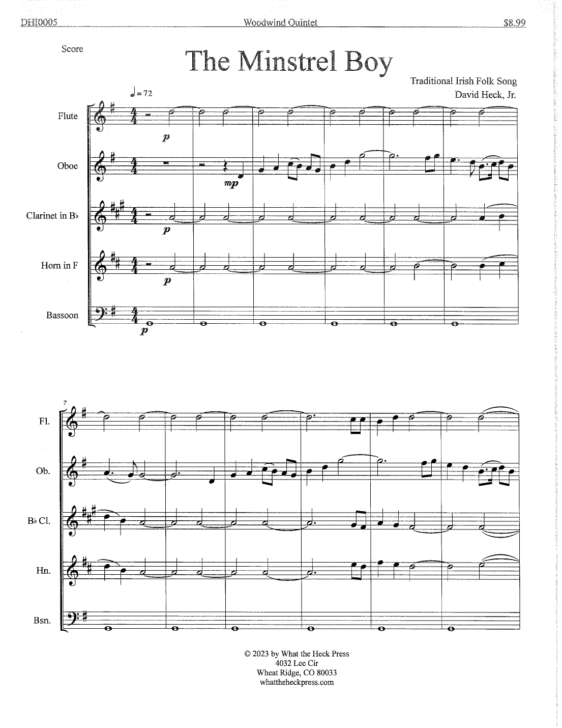 The Minstrel Boy (arr. David Heck, Jr.)