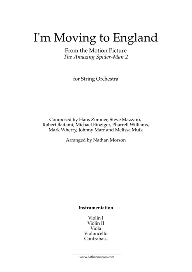 I'm Moving To England (arr. Nathan Morson)