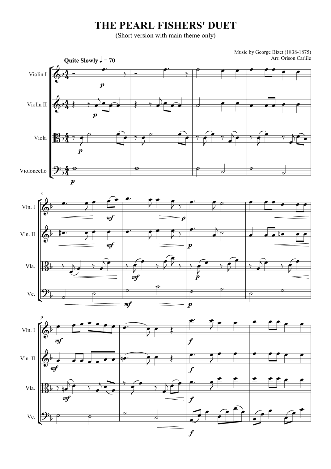 The Pearl Fishers' Duet (Short version) (arr. SCMusic)