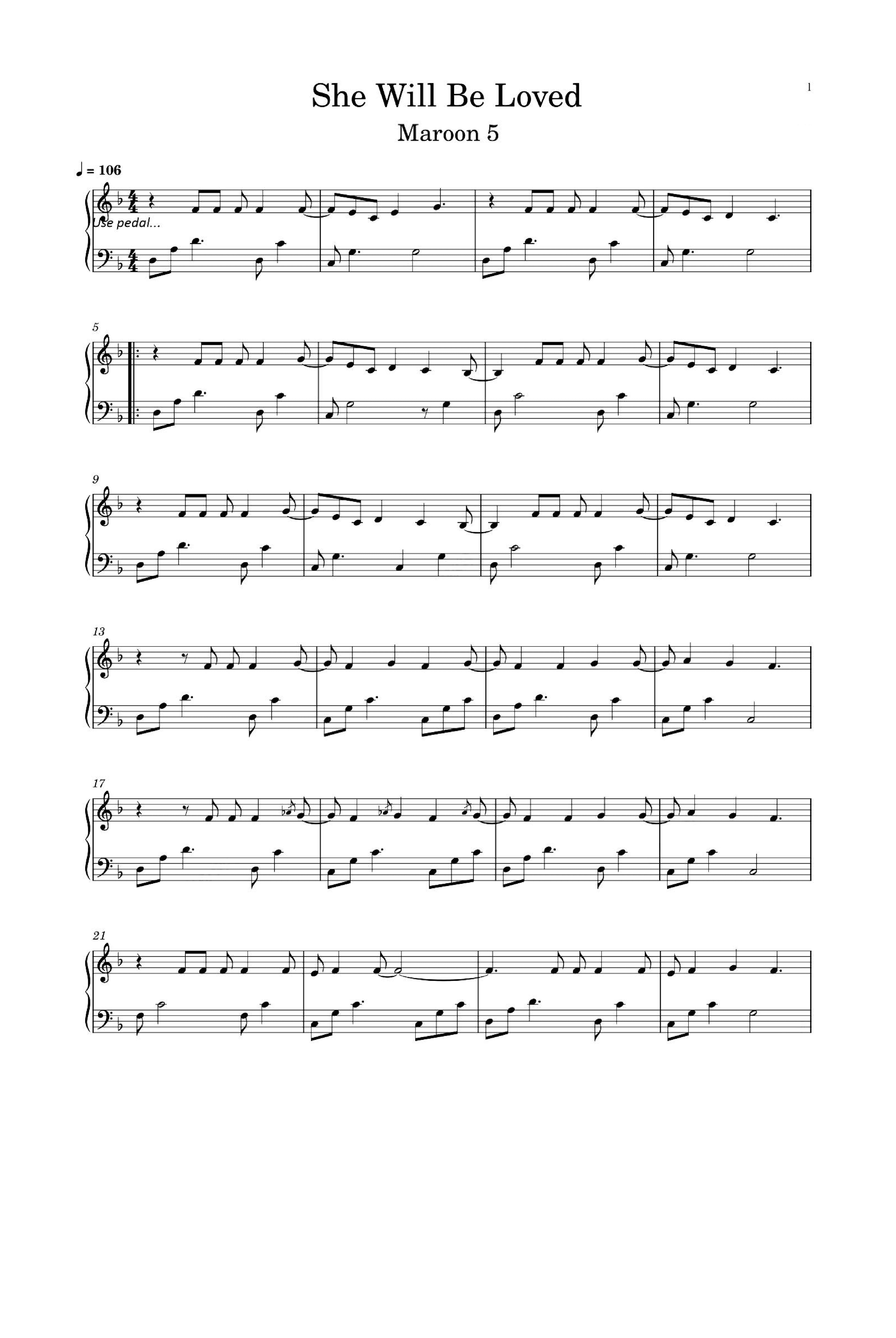 She Will Be Loved (arr. Maroon5)