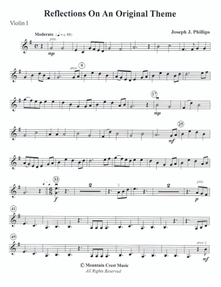 Reflections on an Original Theme-Violin 1 part