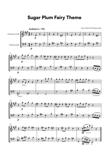 Tchaikovsky - Sugar Plum Fairy Theme (for Clarinet and Cello) (arr. Cadenza Editions)