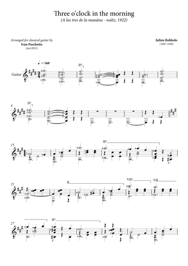 Three o'clock in the morning (A las tres de la mañana) (arr. Ivan Paschoito)
