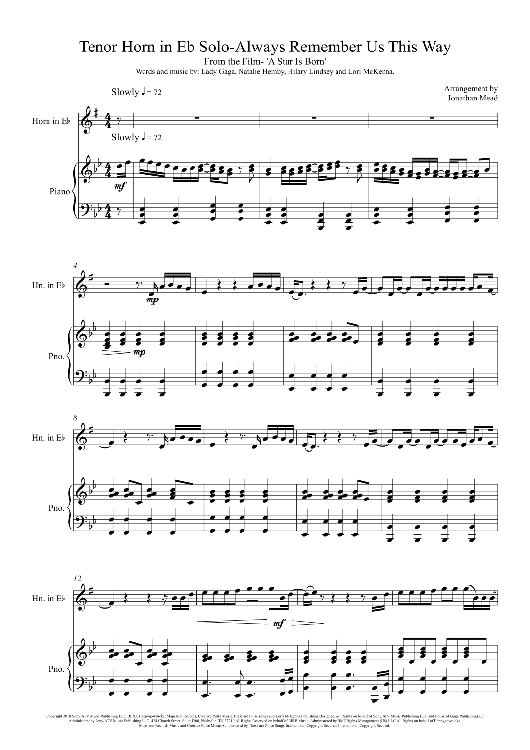 Always Remember Us This Way (arr. Jonathan Mead)