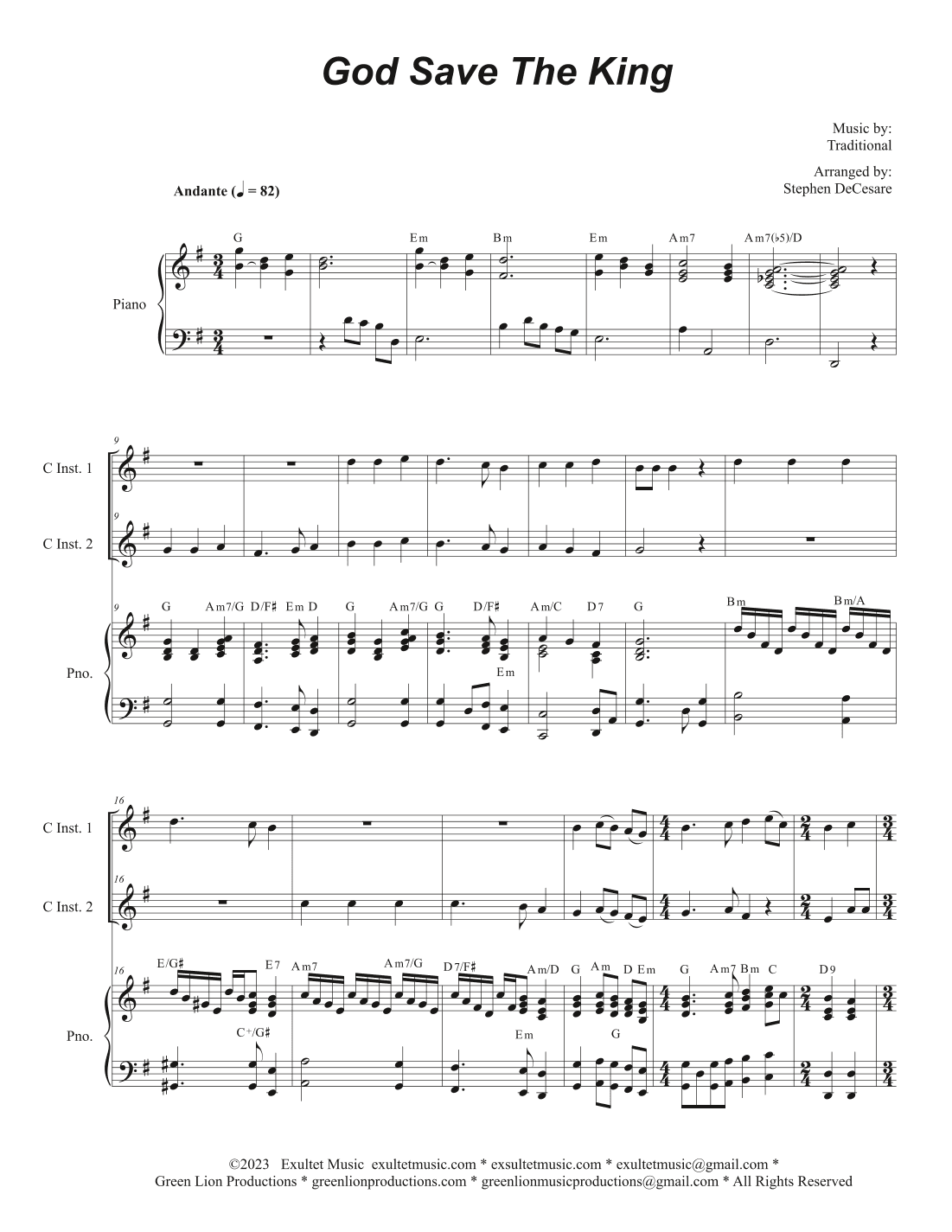 God Save The King (Duet for C-Instruments) (arr. Stephen DeCesare)