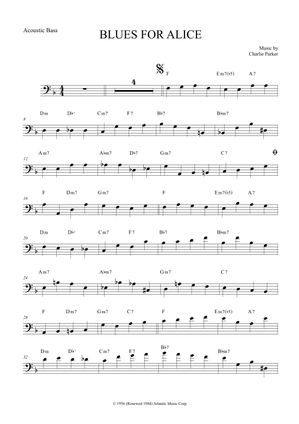 Blues For Alice (arr. The Sheet Music Library)