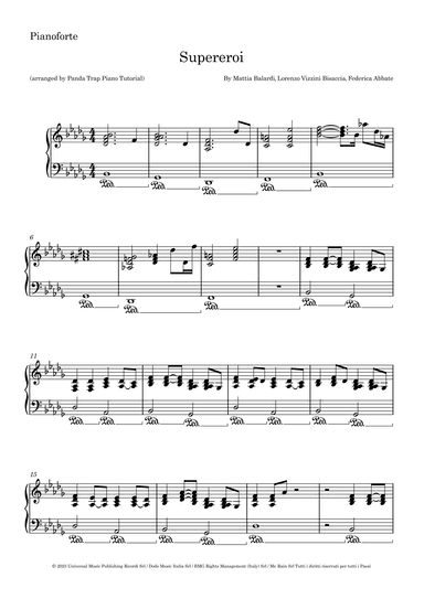 Supereroi (arr. Panda Trap Piano Tutorial)