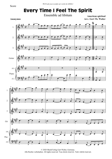 Every Time I Feel The Spirit (arr. Gert Th. Walter)