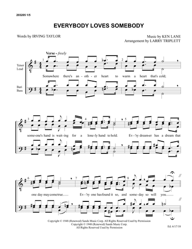 Everybody Loves Somebody (arr. Larry Triplett)
