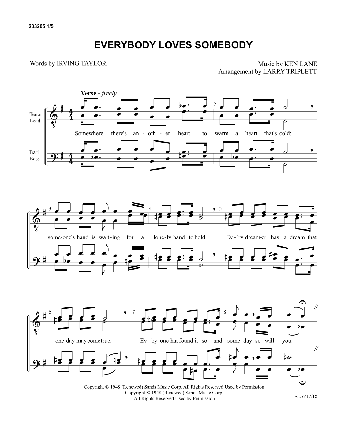 Everybody Loves Somebody (arr. Larry Triplett)
