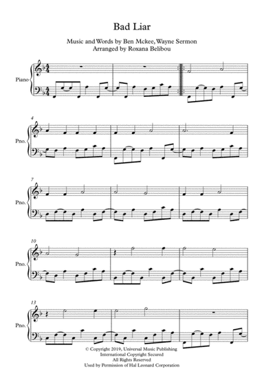 Bad Liar (arr. Roxana Belibou)