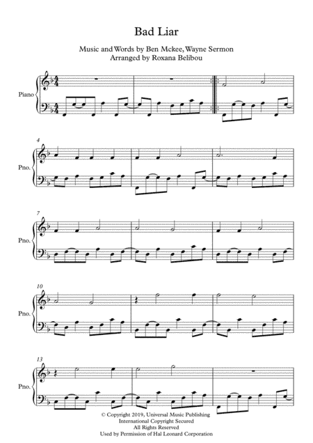 Bad Liar (arr. Roxana Belibou)