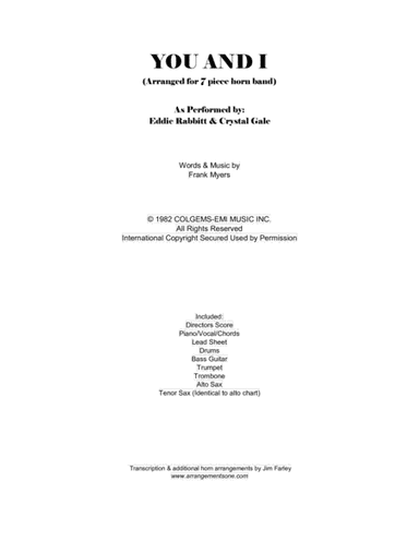 You And I (arr. Jim Farley www.arrangementsone.com)