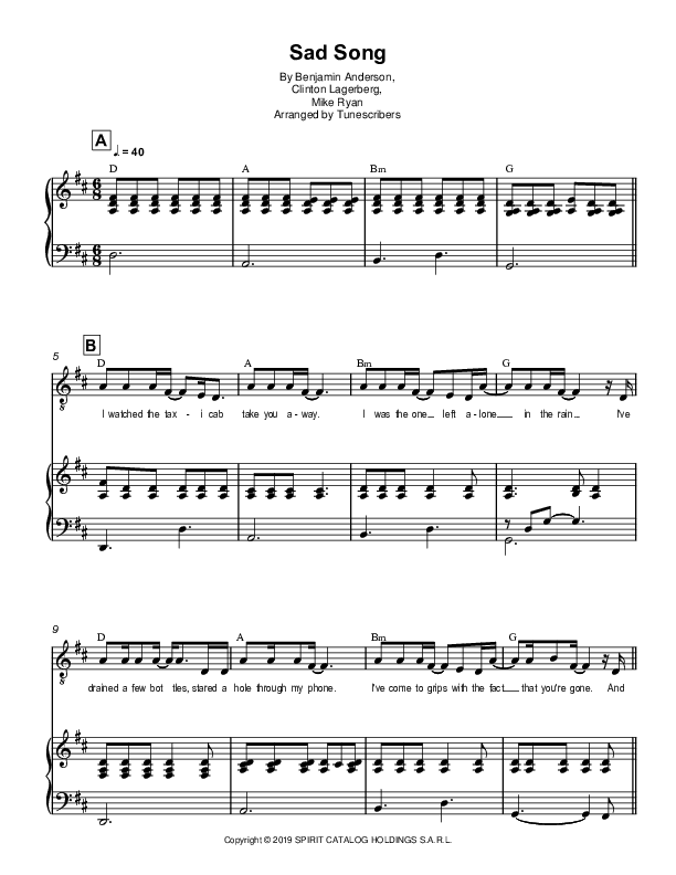 Sad Song (arr. Tunescribers)