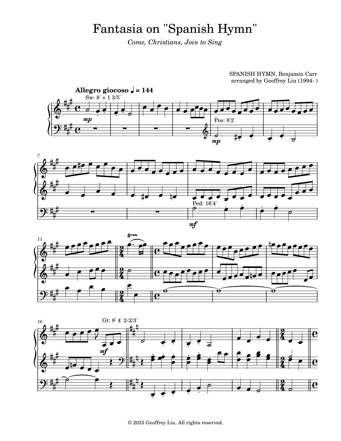 Fantasia on "Spanish Hymn" (arr. Geoffrey Liu)