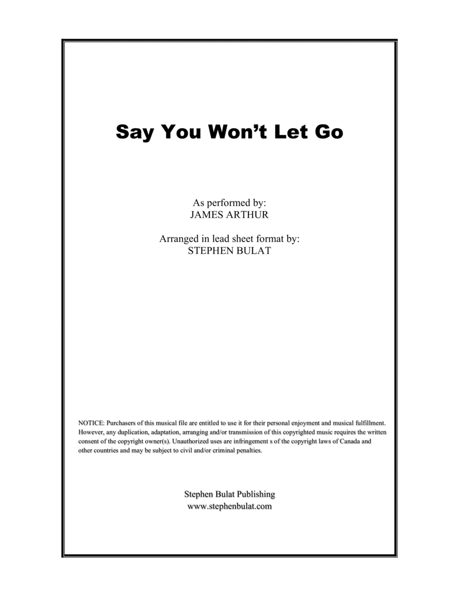 Say You Won't Let Go (arr. Stephen Bulat)