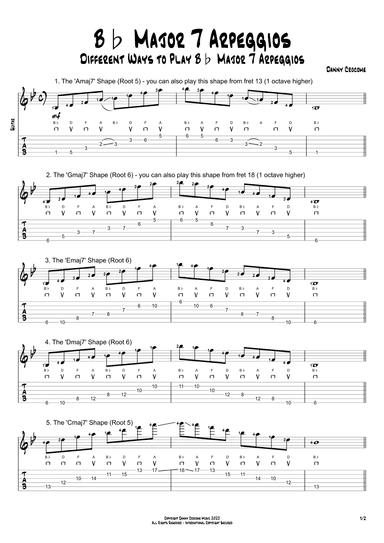 Bb Major 7 Arpeggios (5 Ways to Play)