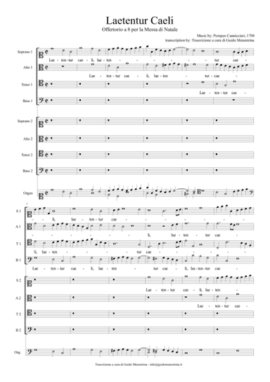 Pompeo Cannicciari - Laetentur Caeli a 8 (arr. Guido Menestrina)