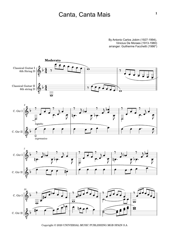Canta, Canta Mais (arr. Guilherme Facchetti)