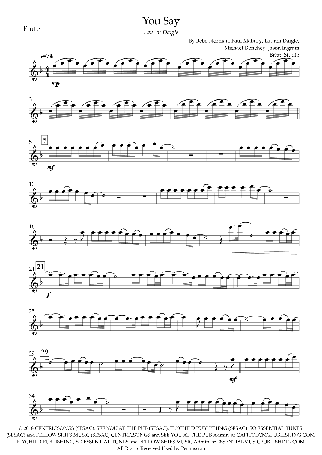 You Say (arr. Fabio Britto)