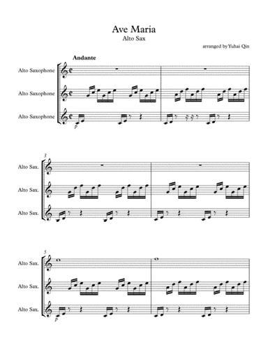 Ave Maria for saxophone (arr. Yuhai Qin)