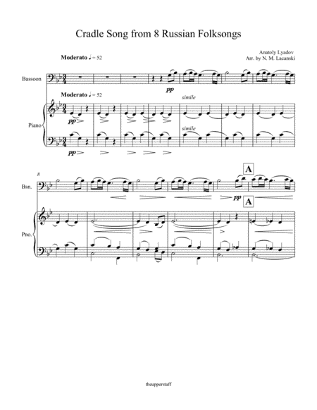 Cradle Song from 8 Russian Folksongs (arr. Nick Lacanski)