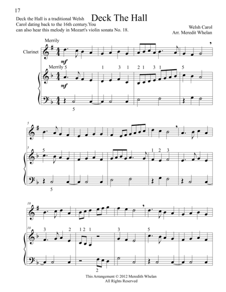 Christmas Duets for Clarinet & Piano:  Deck The Hall (arr. Meredith Whelan)