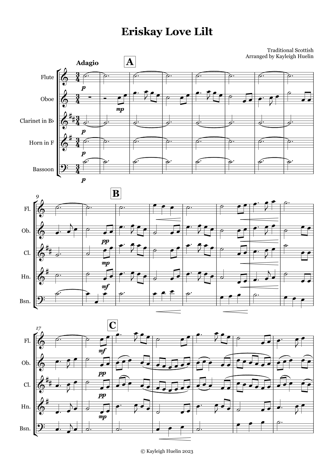 Eriskay Love Lilt - Wind quintet (arr. Kayleigh Huelin)