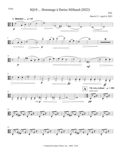SQ18 ... Hommage à Darius Milhaud (2023) Viola part