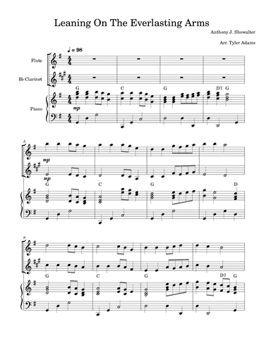 Leaning On The Everlasting Arms (Flute and Clarinet Duet with Piano) (arr. Tyler Adams)