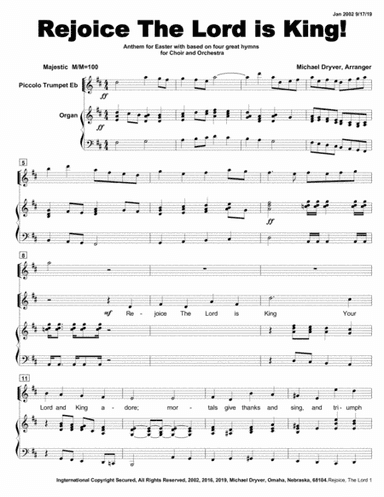 Rejoice The Lord is King! (Easter with Choir, Orchestra and Trumpet) (arr. Michael Dryver, Arranger)