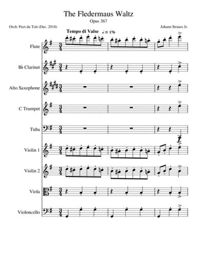 The Bat / Die Fledermaus Waltz, Op. 367 - J Strauss Jr. (Mixed Ensemble) (arr. Peet du Toit)