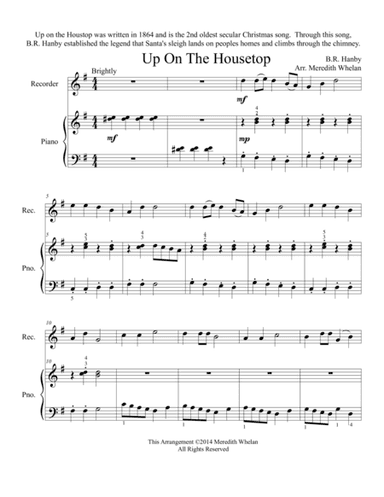 Christmas Duets for Recorder & Piano:  Up On The Housetop (arr. Meredith Whelan)