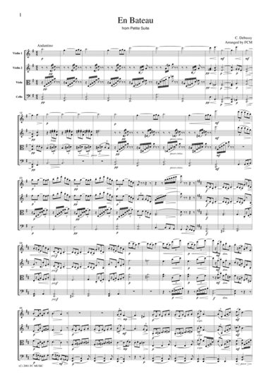 Debussy  En Bateau from Petite Suite, for string quartet, CD002 (arr. FCMUSIC)
