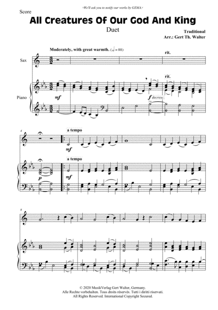 All Creatures Of Our God And King (arr. Gert Th. Walter)